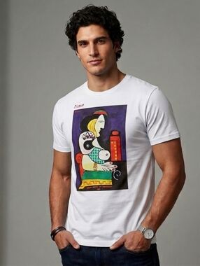Vtg 90s Pablo Picasso Seated "Le Rêve"  Woman with Wristwatch Art T-Shirt USA